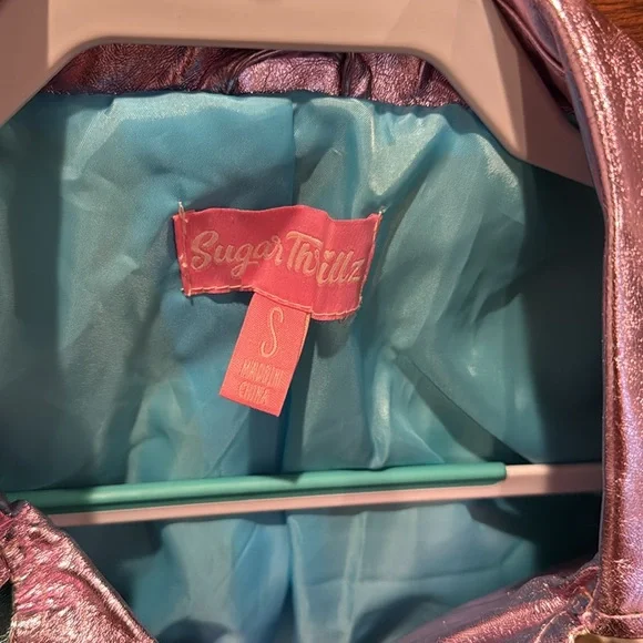 Dolls Kill Sugar Thrillz metallic moto jacket size small NWT - Picture 6 of 8